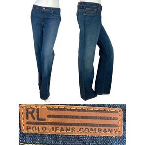Ralph Lauren Polo Jeans Co. Stretch Kelly Jean Dark Blue Denim Bootcut Size 14